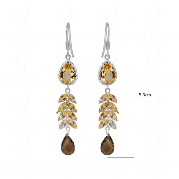 Citrine & Smoky Gemstone Studded 925 Sterling Silver Earrings SE04-1077