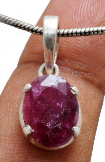 Ruby Oval Shape Gemstone 925 Silver Pendant SP02-1078