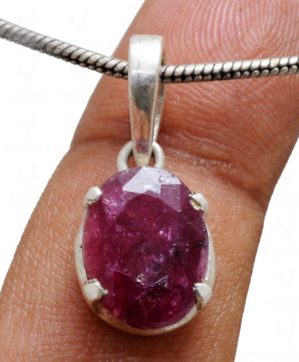 Ruby Oval Shape Gemstone 925 Silver Pendant SP02-1078