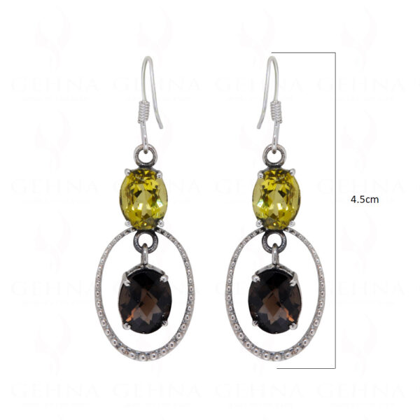 Lemon Topaz & Smoky Gemstone Studded 925 Sterling Silver Earrings SE04-1078