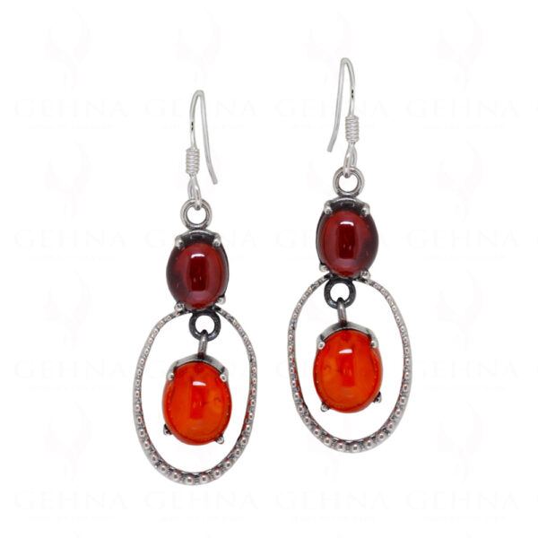 Carnelian & Garnet Gemstone Studded 925 Sterling Silver Earrings SE04-1079