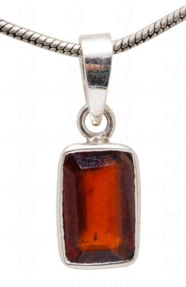 Hessonite Baguette Shape Gemstone 925 Silver Pendant SP02-1079