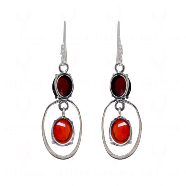 Carnelian & Garnet Gemstone Studded 925 Sterling Silver Earrings SE04-1079