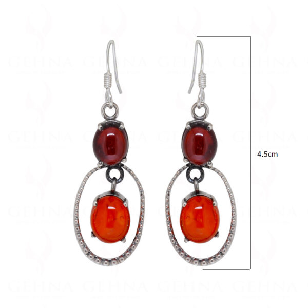 Carnelian & Garnet Gemstone Studded 925 Sterling Silver Earrings SE04-1079