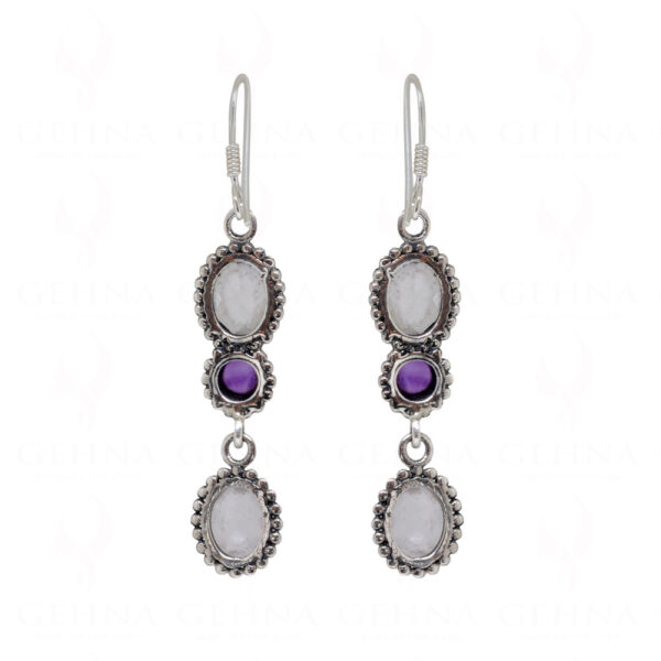 Amethyst Round Shaped Gemstone Studded 925 Sterling Silver Earrings SE04-1080