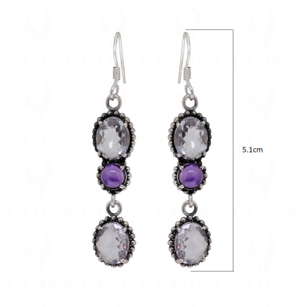 Amethyst Round Shaped Gemstone Studded 925 Sterling Silver Earrings SE04-1080