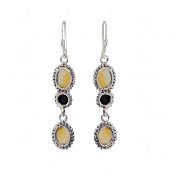 Spinel & Citrine Round Shaped Gemstone Studded 925 Silver Earrings SE04-1081