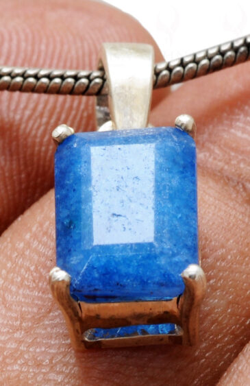 Blue Chalcedony Octagon Shape Gemstone 925 Silver Pendant SP02-1081