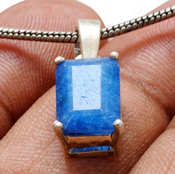 Blue Chalcedony Octagon Shape Gemstone 925 Silver Pendant SP02-1081