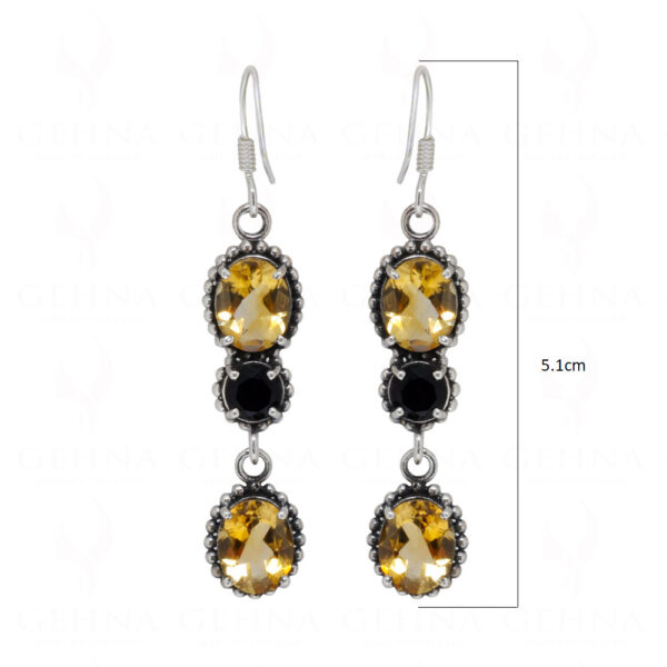 Spinel & Citrine Round Shaped Gemstone Studded 925 Silver Earrings SE04-1081