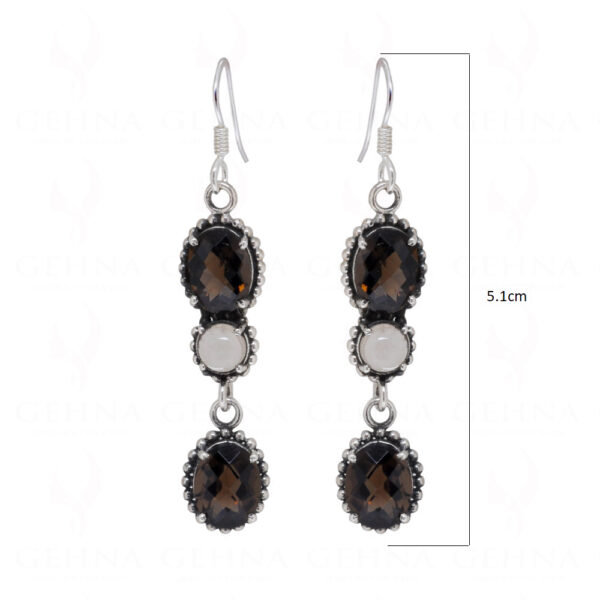 Moonstone & Smoky Gemstone Studded 925 Sterling Silver Earrings SE04-1082