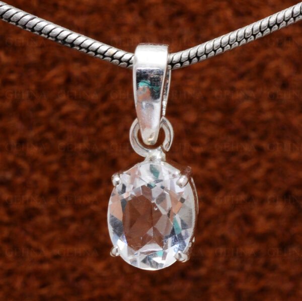 Cubic Zirconia Oval Shape Gemstone 925 Silver Pendant SP02-1083