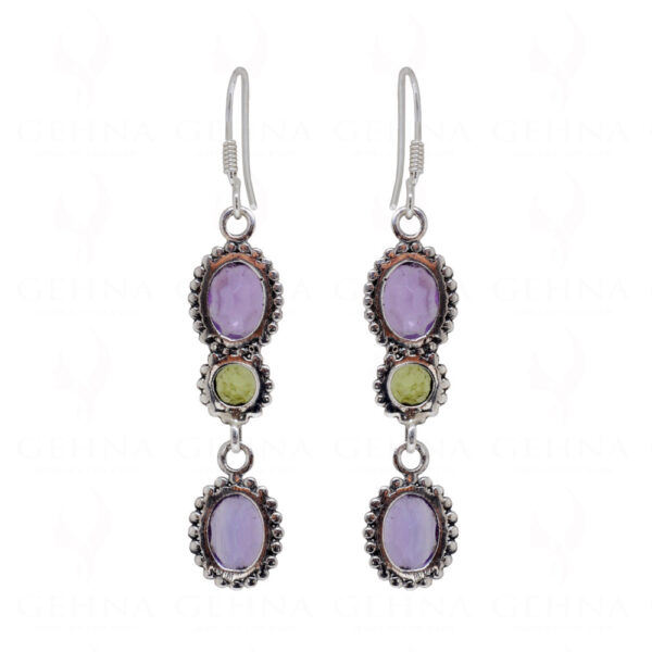 Amethyst & Peridot Gemstone Studded 925 Sterling Silver Earrings SE04-1084