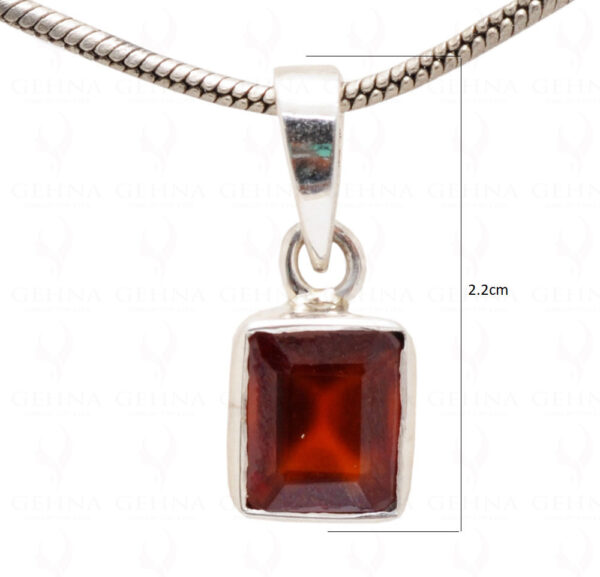 Hessonite Square Shape Gemstone 925 Silver Pendant SP02-1084