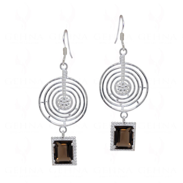 Stylish Smoky Gemstone Studded 925 Sterling Silver Earrings SE04-1085