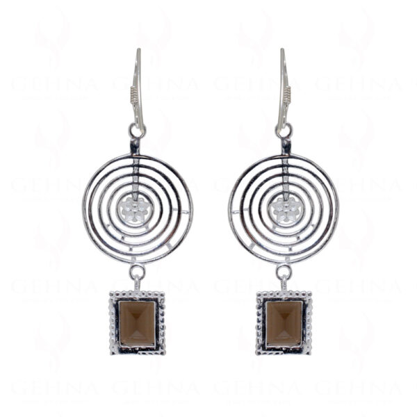 Stylish Smoky Gemstone Studded 925 Sterling Silver Earrings SE04-1085