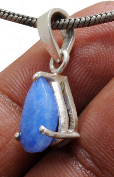 Blue Chalcedony Pear Shape Gemstone 925 Silver Pendant SP02-1085