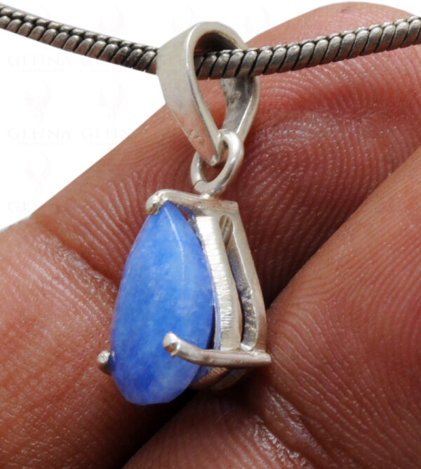 Blue Chalcedony Pear Shape Gemstone 925 Silver Pendant SP02-1085