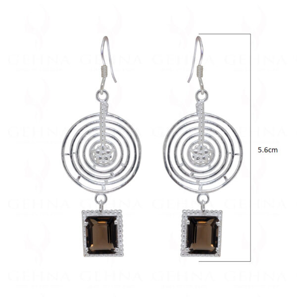 Stylish Smoky Gemstone Studded 925 Sterling Silver Earrings SE04-1085