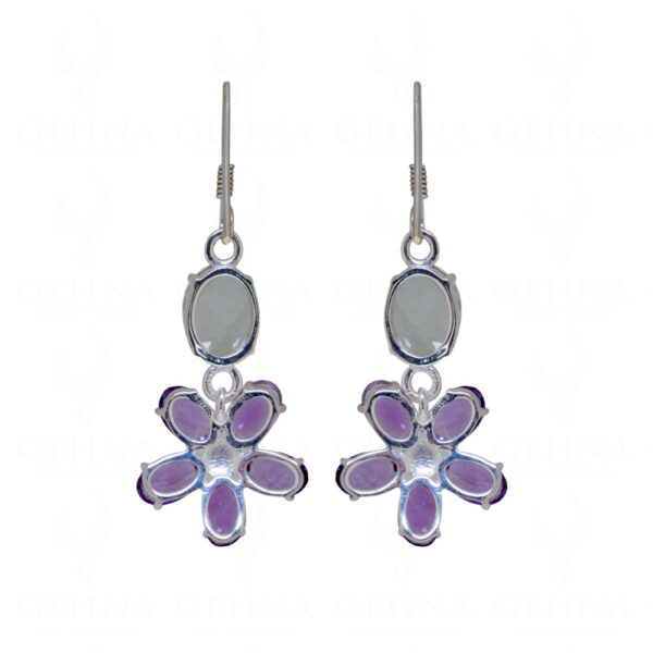 Aquamarine & Amethyst Gemstone Studded 925 Sterling Silver Earrings SE04-1086