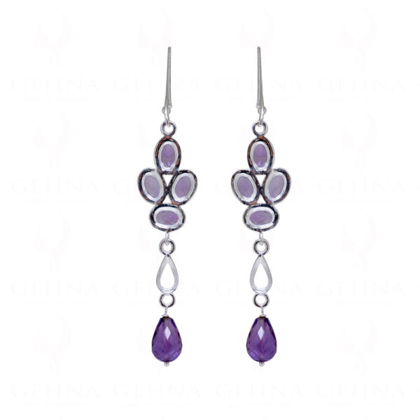 Amethyst Oval Shaped Gemstone Studded 925 Sterling Silver Earrings SE04-1087