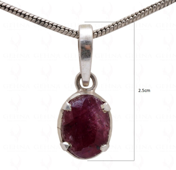 Ruby Oval Shape Gemstone 925 Silver Pendant SP02-1087