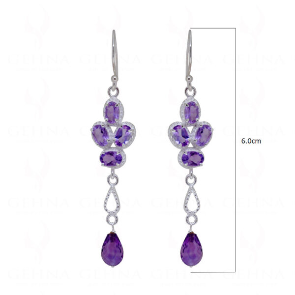 Amethyst Oval Shaped Gemstone Studded 925 Sterling Silver Earrings SE04-1087