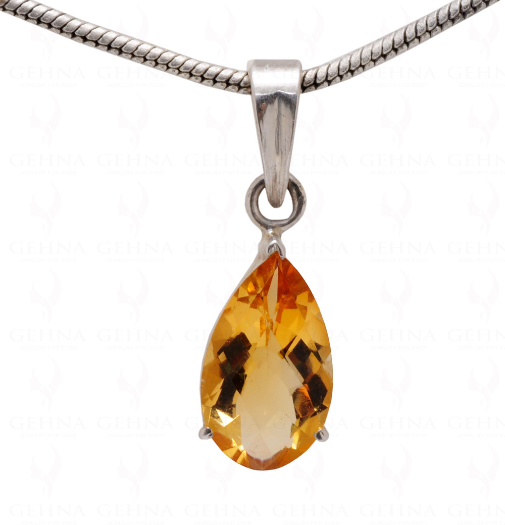 Citrine Pear Shape Gemstone 925 Silver Pendant SP02-1088