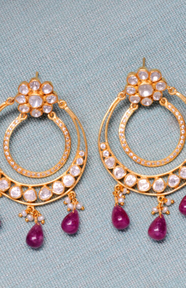 Ruby, Pearl & Topaz Gemstone Studded Earrings In 925 Sterling Silver  Se011088