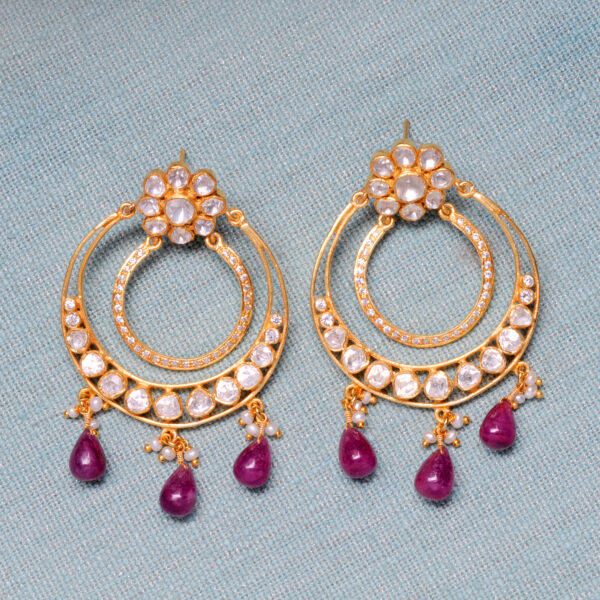 Ruby, Pearl & Topaz Gemstone Studded Earrings In 925 Sterling Silver  Se011088