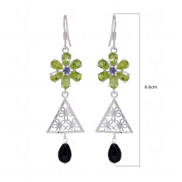 Peridot,Amethyst & Spinel Gemstone Studded 925 Silver Earrings  SE04-1088