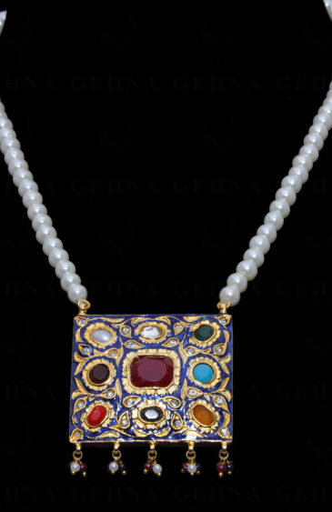 9 Precious Gemstone Lac Bead Necklace & Earring Set Ln011089