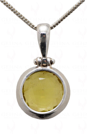 Lemon Topaz Round Shape Gemstone Studded 925 Sterling Silver Pendant Sp031089