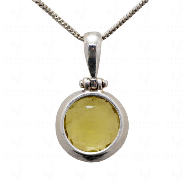 Lemon Topaz Round Shape Gemstone Studded 925 Sterling Silver Pendant Sp031089