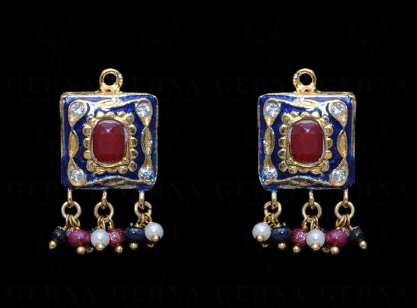 9 Precious Gemstone Lac Bead Necklace & Earring Set Ln011089