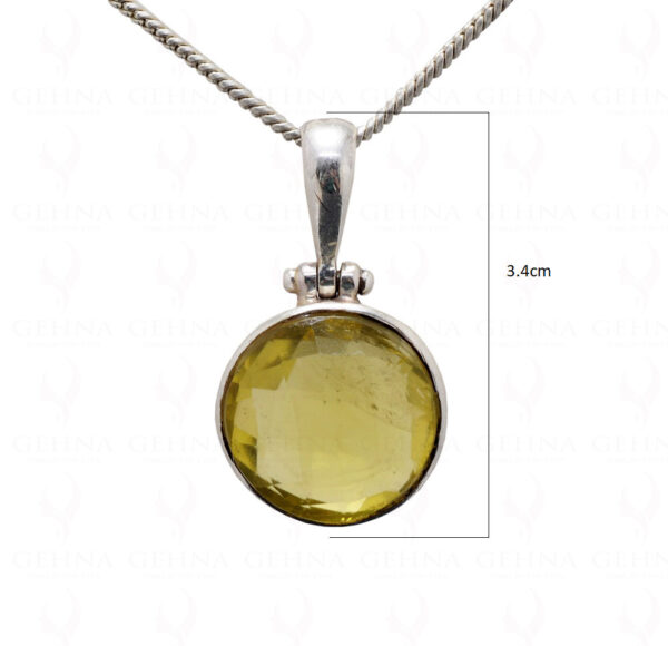 Lemon Topaz Round Shape Gemstone Studded 925 Sterling Silver Pendant Sp031089