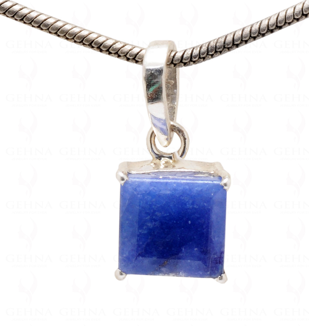 Blue Sapphire Square Shape Gemstone 925 Silver Pendant SP02-1090