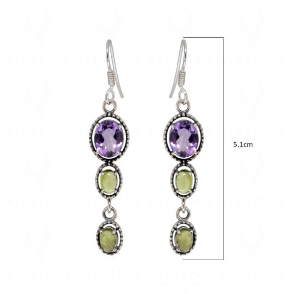 Amethyst & Peridot Gemstone Studded 925 Sterling Silver Earrings SE04-1090