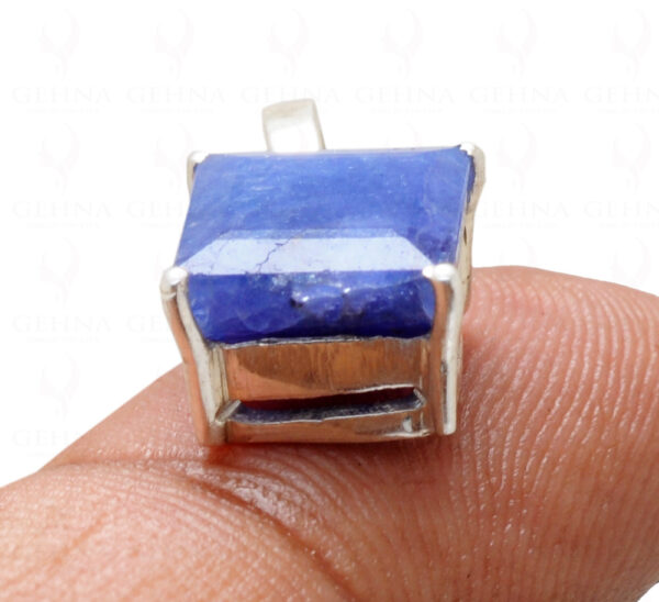 Blue Sapphire Square Shape Gemstone 925 Silver Pendant SP02-1090