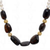 Pearl & Petrol Tourmaline Gemstone Ball Lac Necklace & Earring Set Ln011090
