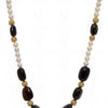 Pearl & Petrol Tourmaline Gemstone Ball Lac Necklace & Earring Set Ln011090