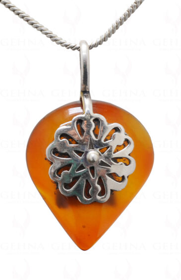 Carnelian Pear Shape Gemstone Studded 925 Sterling Silver Pendant Sp031091