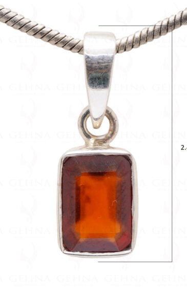 Hessonite Octagon Shape Gemstone 925 Silver Pendant SP02-1091