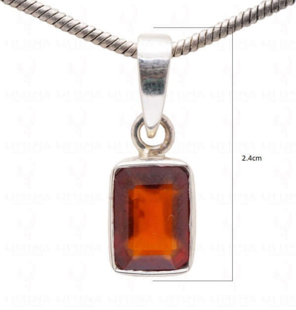 Hessonite Octagon Shape Gemstone 925 Silver Pendant SP02-1091