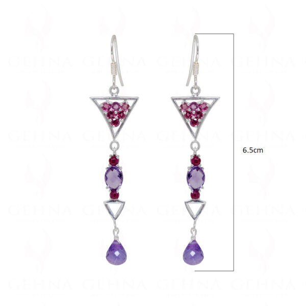 Tourmaline & Amethyst Gemstone Studded 925 Sterling Silver Earrings SE04-1091