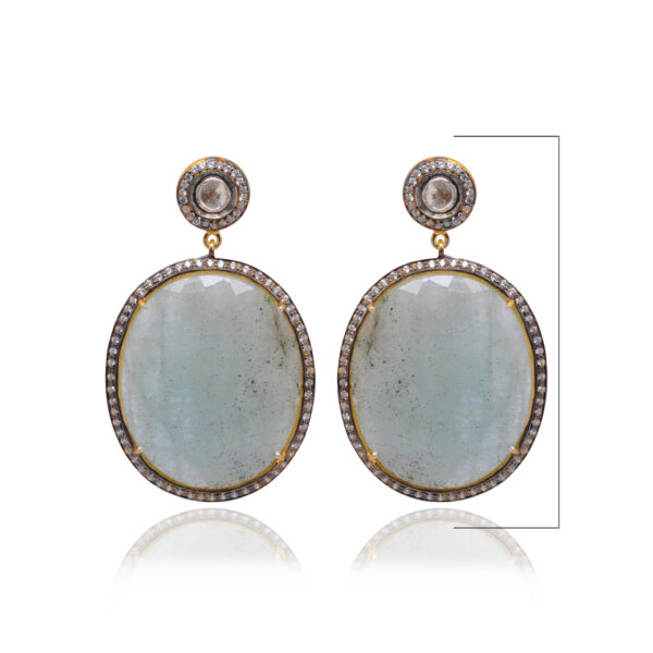 Aquamarine & White Topaz Gemstone Earrings Made In 925 Silver Se011092