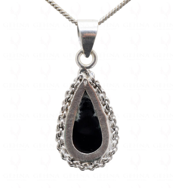 Black Onyx Pear Shape Gemstone Studded 925 Sterling Silver Pendant Sp031094