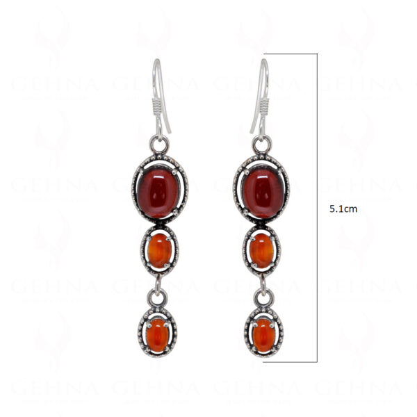 Garnet & Carnelian Round Shaped Gemstone Studded 925 Silver Earrings SE04-1094