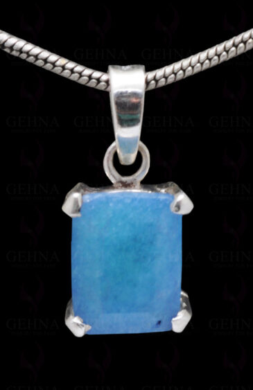 Blue Chalcedony Octagon Shape Gemstone 925 Silver Pendant SP02-1095