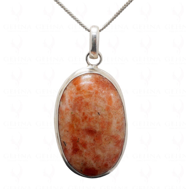 Sunstone Oval Shape Gemstone Studded 925 Sterling Silver Pendant Sp031095